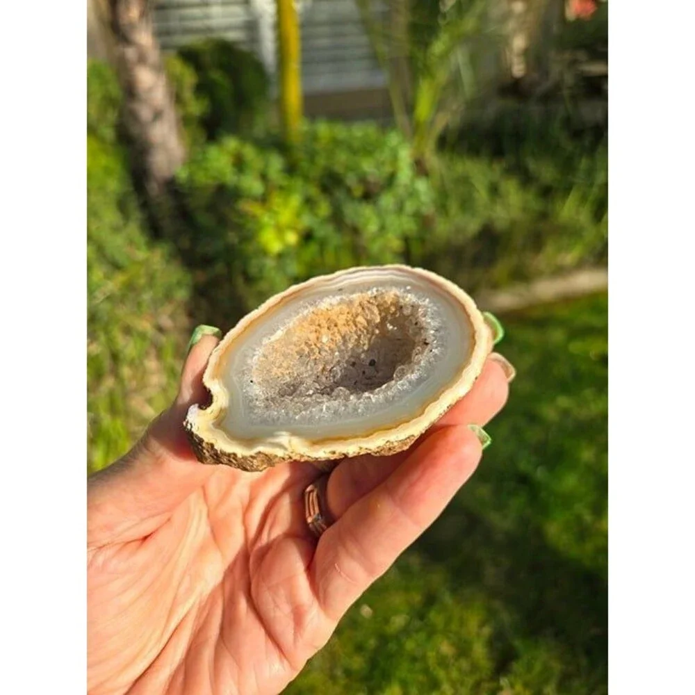 Natural Agate Geode with a Large Druzy Center